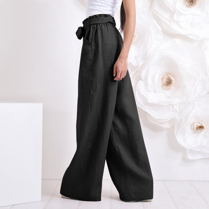 Pantalones de mujer Vintege cintura elástica pantalones largos Pantalones