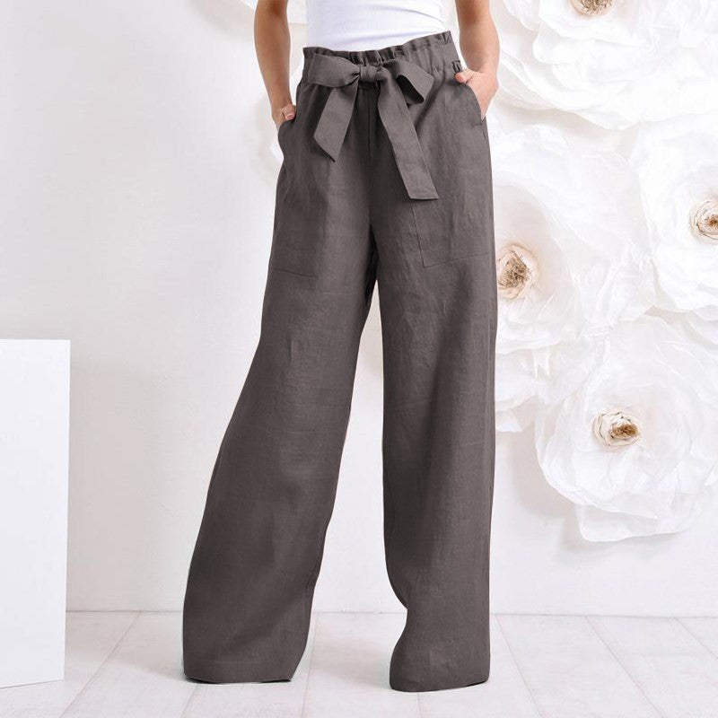 Pantalones de mujer Vintege cintura elástica pantalones largos Pantalones