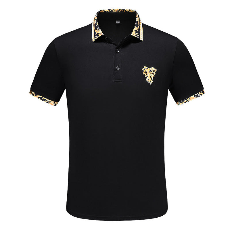 New Embroidery Short-sleeved Polo Shirts Men's Summer British Fashion Men's Cotton Lapel Knitted Polo Shirt