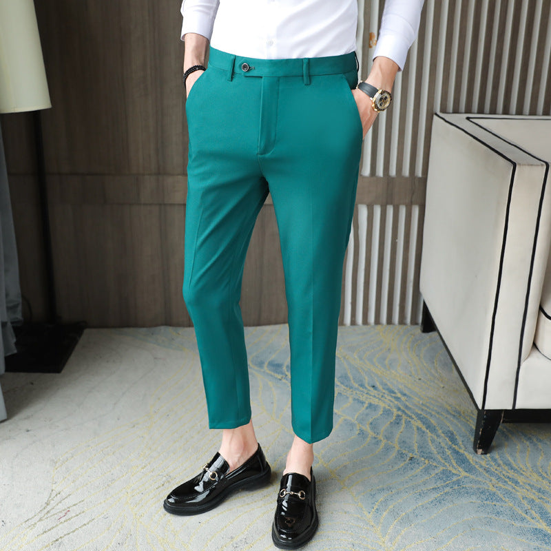 Pantalones Casuales Pantalones Slim-fit Finos De Color Puro Hombres