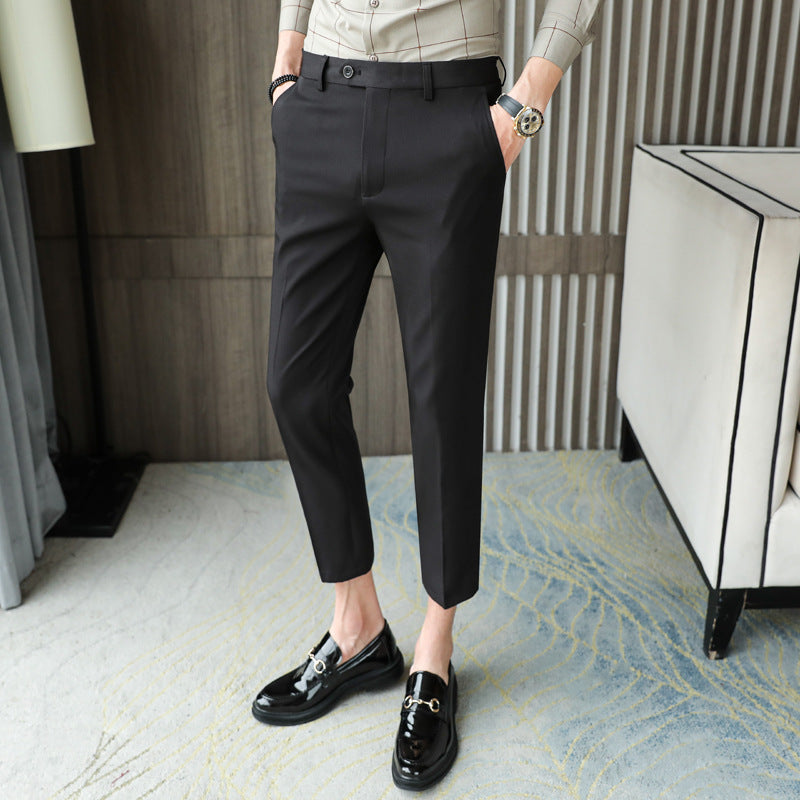 Pantalones Casuales Pantalones Slim-fit Finos De Color Puro Hombres