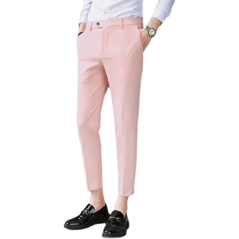 Pantalones Casuales Pantalones Slim-fit Finos De Color Puro Hombres