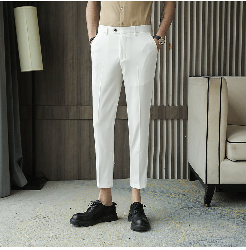 Pantalones Casuales Pantalones Slim-fit Finos De Color Puro Hombres