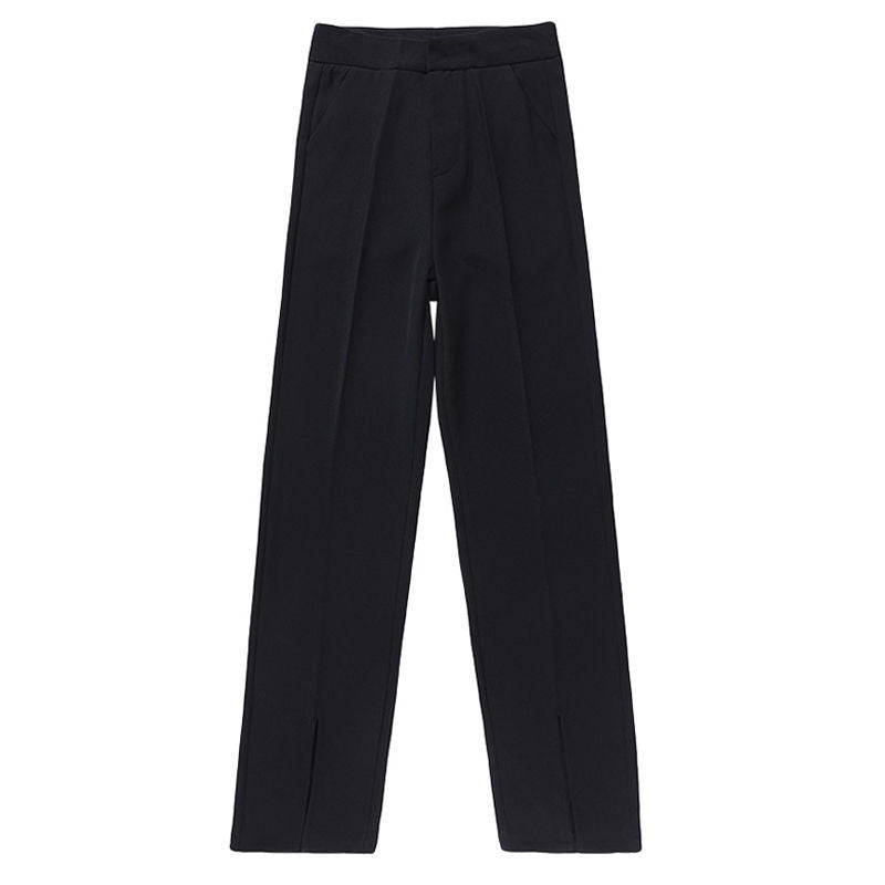 Mopping Suit Pants Were Thin, Front Slit Wide-leg Pants Casual Temperament Trousers Women