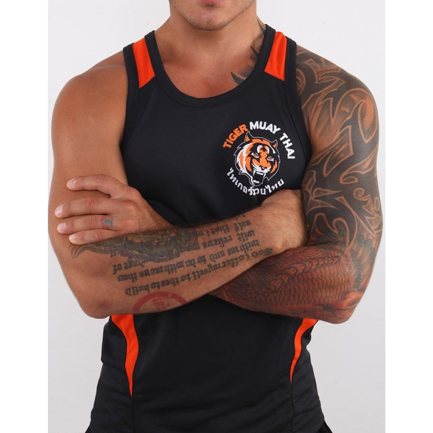 Thai Tiger Boxing Gym Chaleco negro y naranja