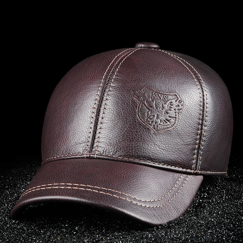 Men's leather baseball cap