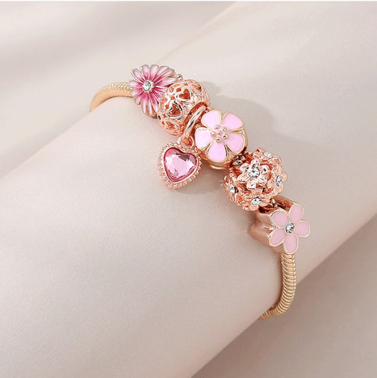 Pulsera con cuentas Love Daisy y diamantes huecos