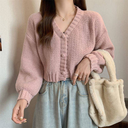 Early Spring Cardigan Short V-neck Sweater Coat