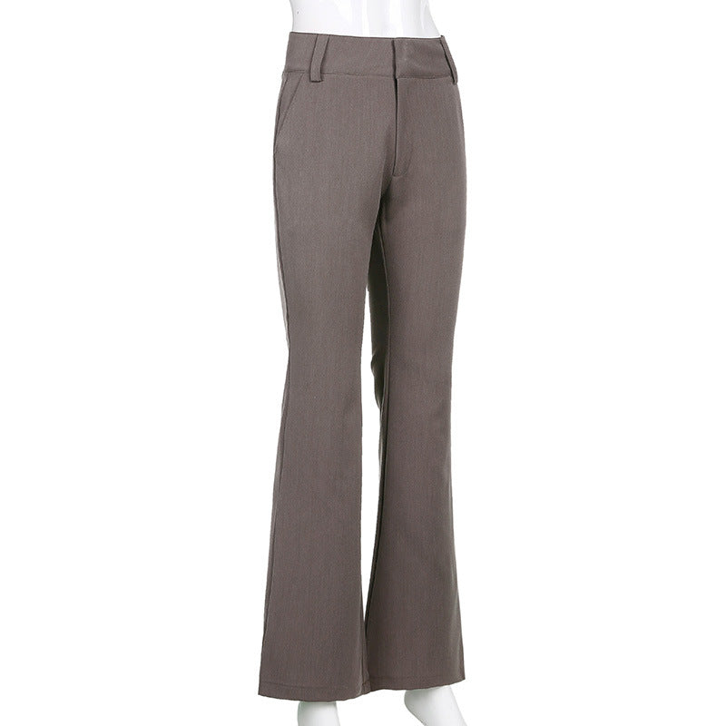 Pantalones casuales micro acampanados de cintura baja para mujer a la moda