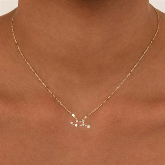 S925 Sterling Silver Douze Constellations Diamant Clavicule Collier Avec Style INS Personnalisé Européen Et Américain