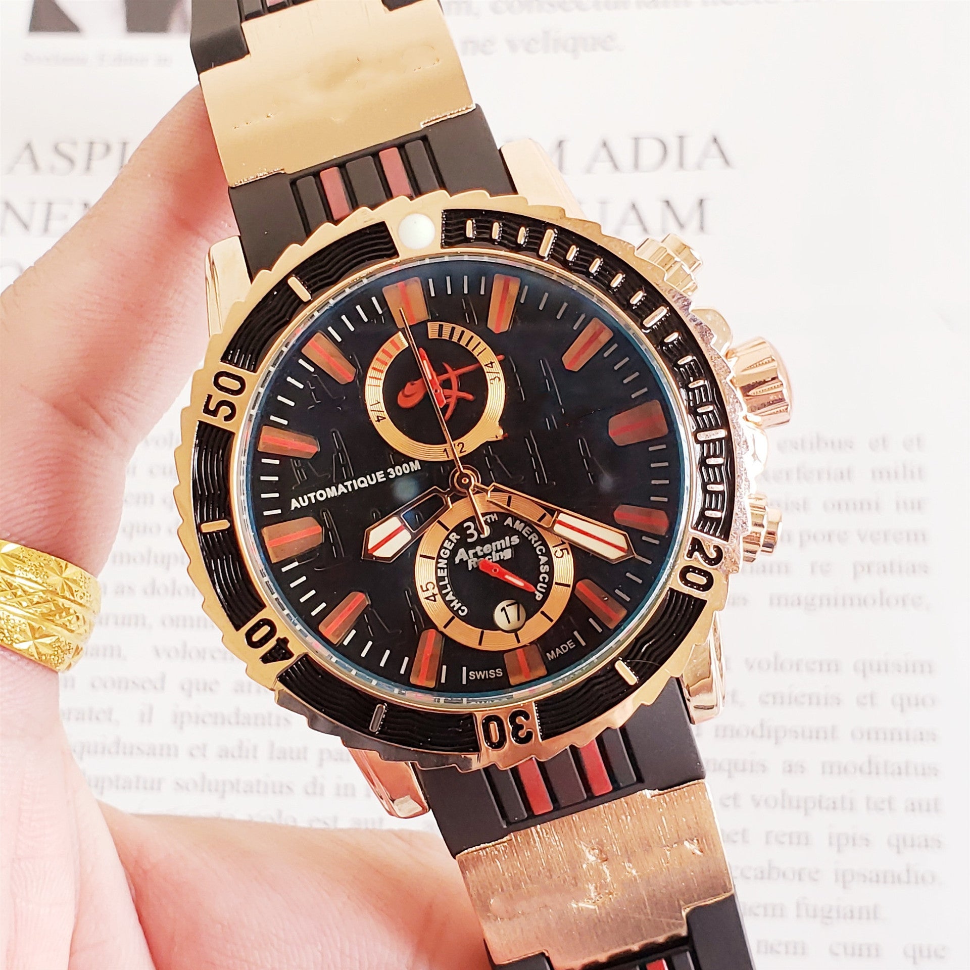 Reloj Atenas con cinta de cuarzo y 5 agujas para hombre