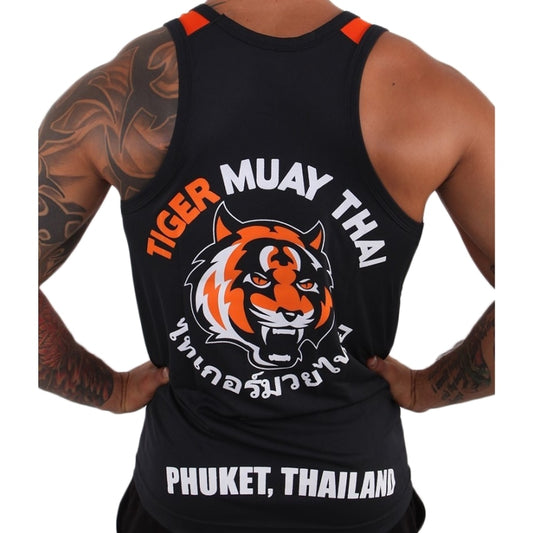 Thai Tiger Boxing Gym Chaleco negro y naranja