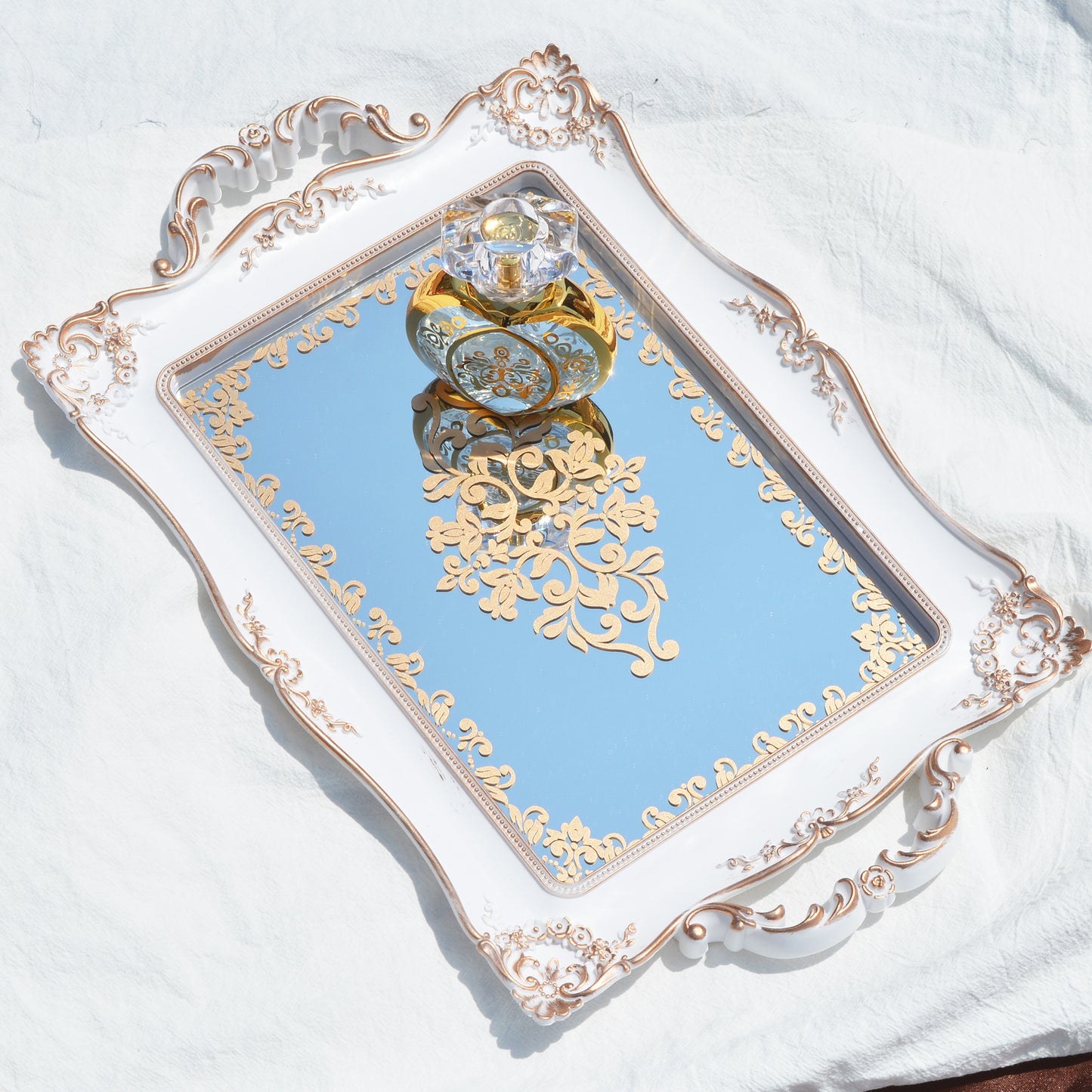 White mirror tray jewelry luxury storage tray