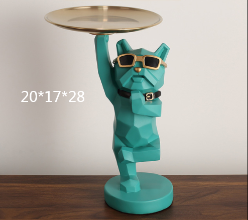 Light Luxury French Fighting Dog Creative Shoe Cabinet Key Storage Tray Decoration