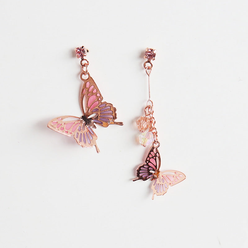 Asymmetric Butterfly Oil Dripping Enamel Resin Ear Clip