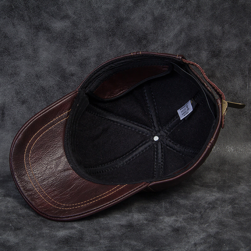 Men's leather baseball cap