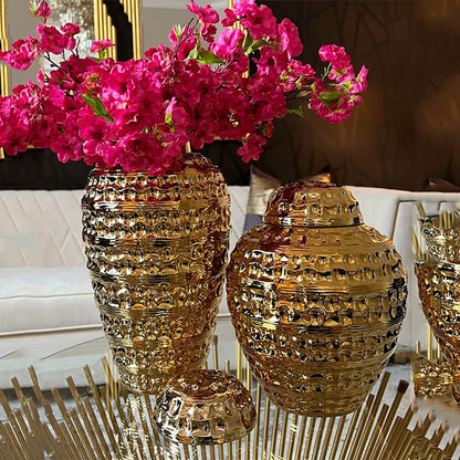 European Style Light Luxury Electroplated Ceramic Vase