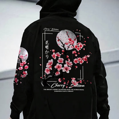 Men's Hoodie With Cherry Blossom Pattern Lining