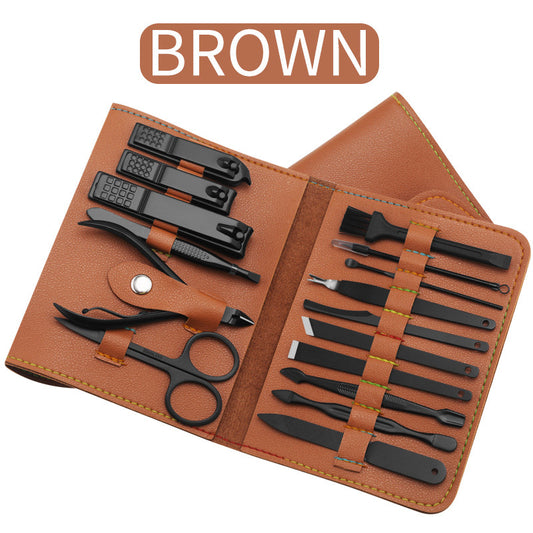 16 pièces ensemble coupe-ongles coupe-ongles coupe-oreille Kit de toilettage ensemble de manucure pédicure orteil outils d'art des ongles ensemble Kits avec sac