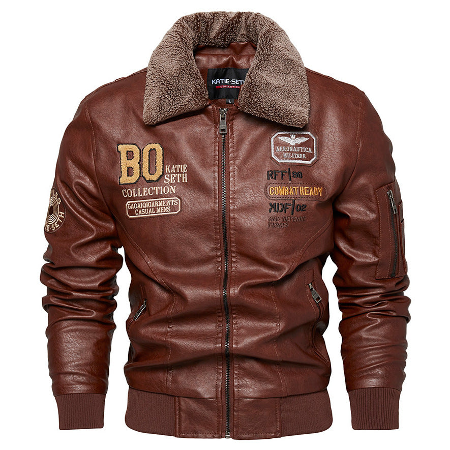 Foreign Trade New Men's Casual Fashion Leather Slim Fit Leather Jacket Coat