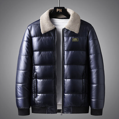 Lapel Collar Trendy Men's Winter Jacket Thickened