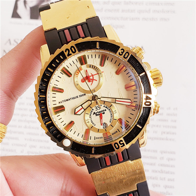 Reloj Atenas con cinta de cuarzo y 5 agujas para hombre