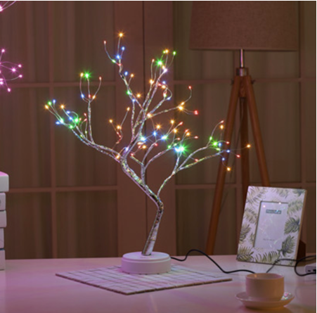 Decoración navideña Luz nocturna Luz LED de árbol de perlas Luz táctil estrellada