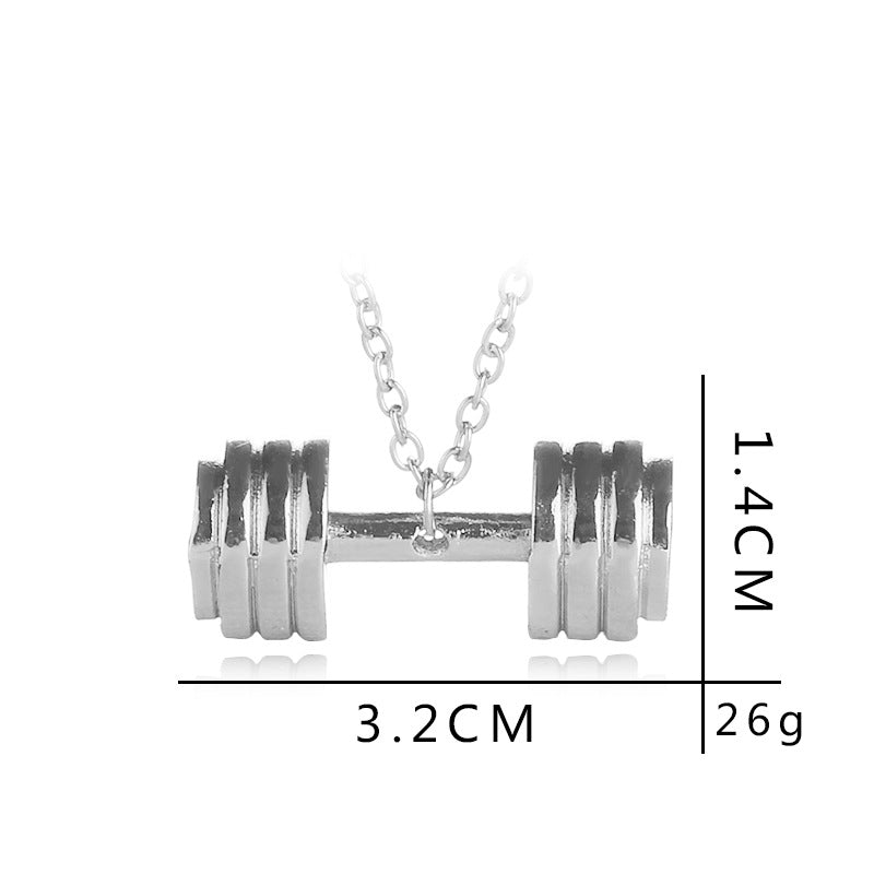 Exercise Fitness Dumbbell Necklace Barbell Lovers Pendant