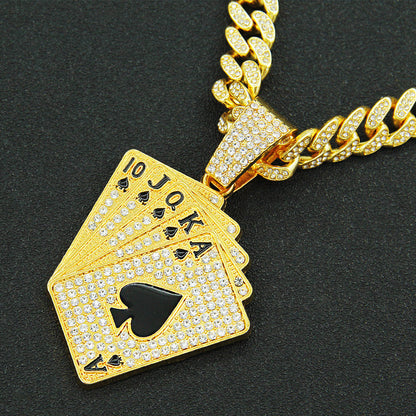 Pendentif Poker incrusté de diamants Collier Accessoires Pendentif