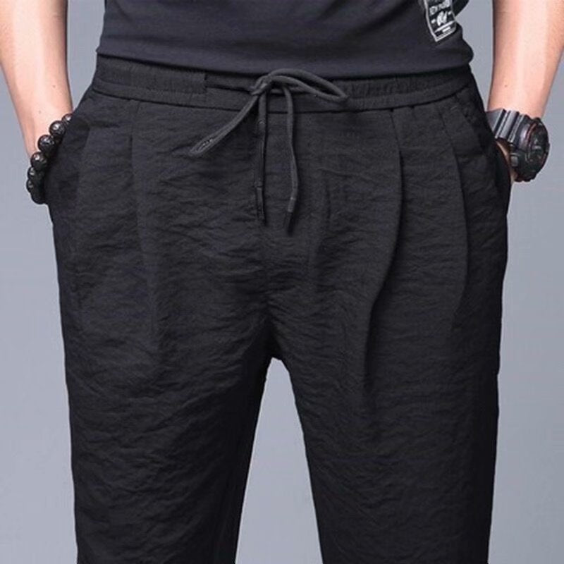 Pantalones largos de verano de seda de hielo para hombre.