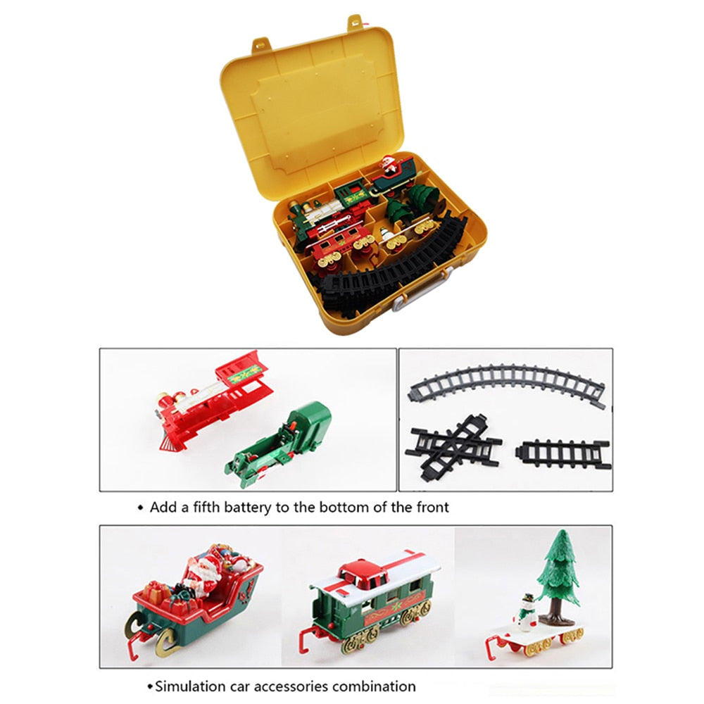 Juego de tren ferroviario de juguete eléctrico para niños de juguete de tren de vagón eléctrico de Navidad