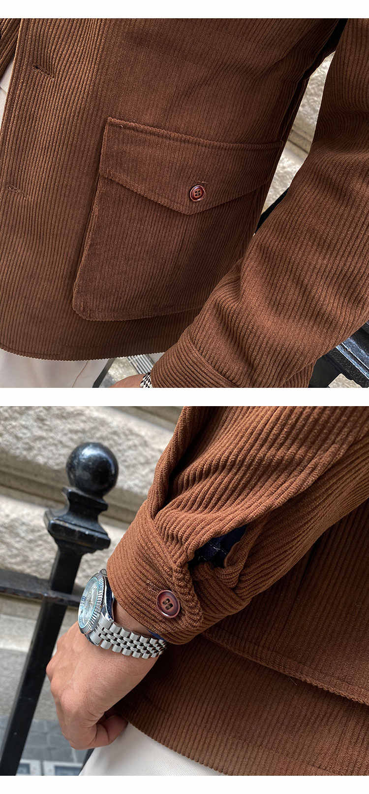 Chaqueta de pana para hombre gruesa casual delgada