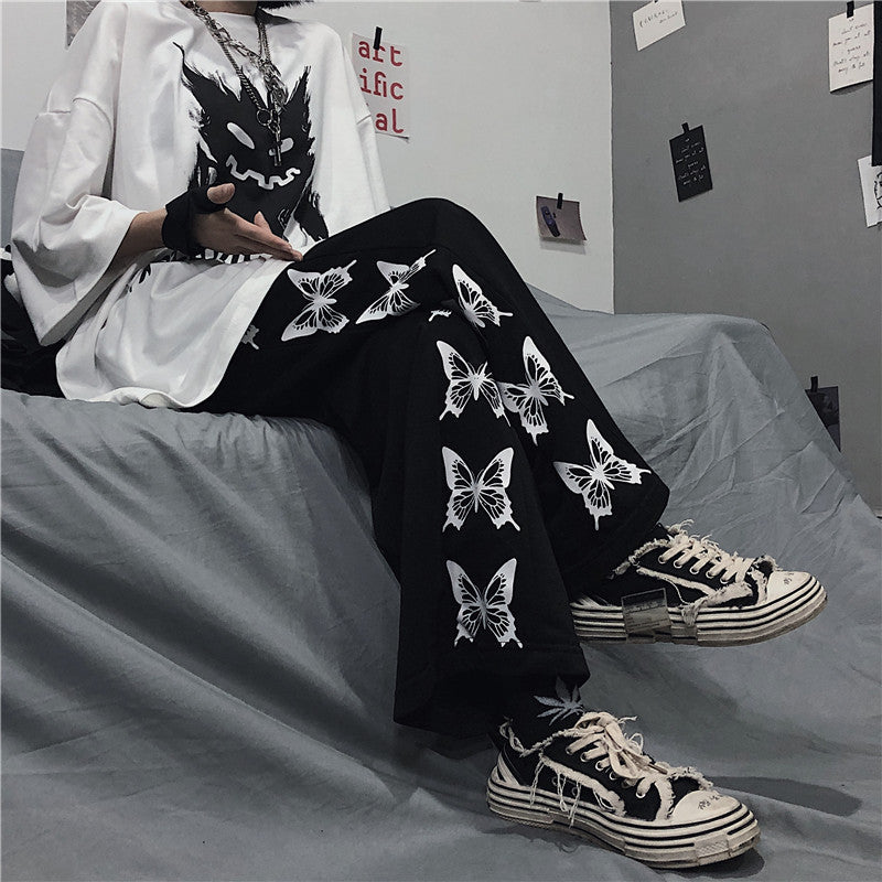 Pantalones casuales sueltos estampados estilo Harajuku para mujer