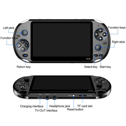 Consola de juegos portátil X12 versión arcade de pantalla grande 8GPSP