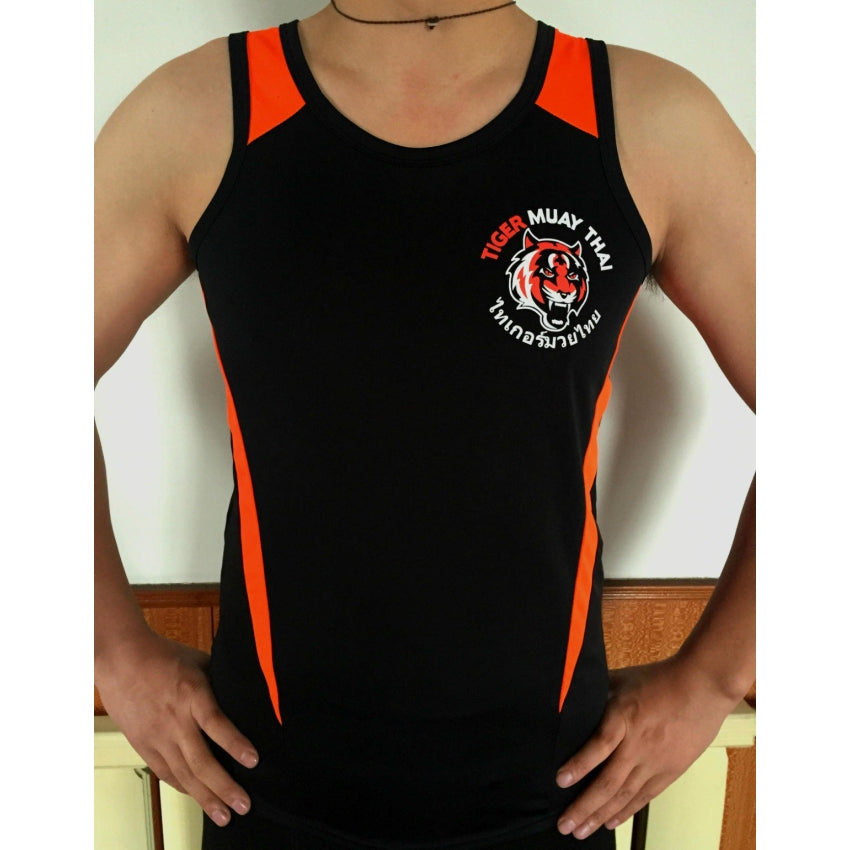 Thai Tiger Boxing Gym Chaleco negro y naranja