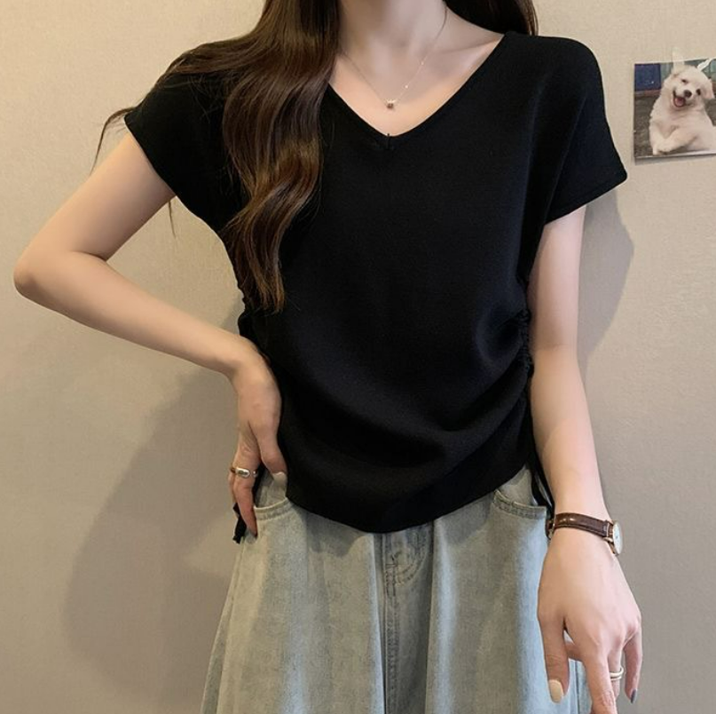 Top corto a juego con corte entallado y rayas finas de verano para mujer