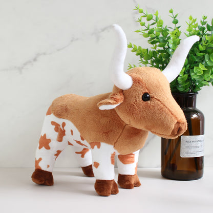 Simulación Longhorn Highland vaca muñeco de peluche Animal de dibujos animados