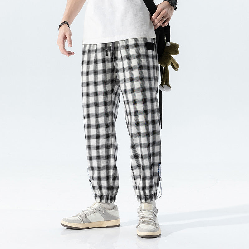 Black And White Plaid Pants Men And Women Hong Kong Style Japanese Checkered
