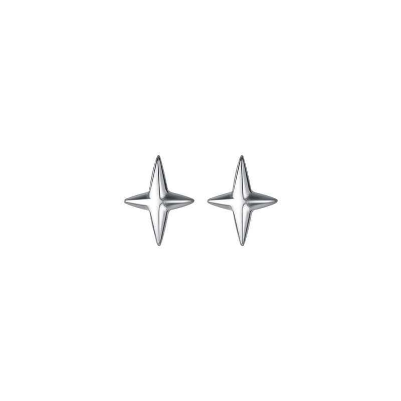 S925 Silver Simple Women's Four-corner Star Earrings