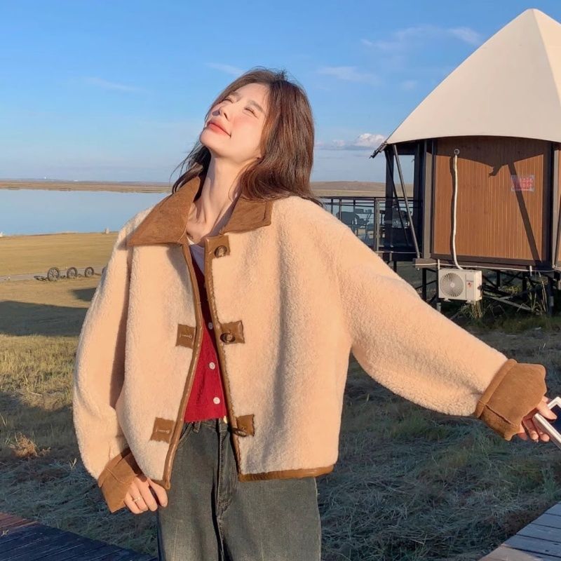 New Lamb Wool Coat Female Leather