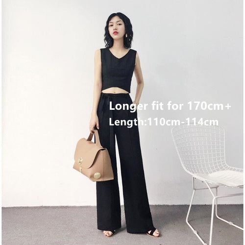 Autumn Wide Leg Pants Women Elastic Waist Pants El