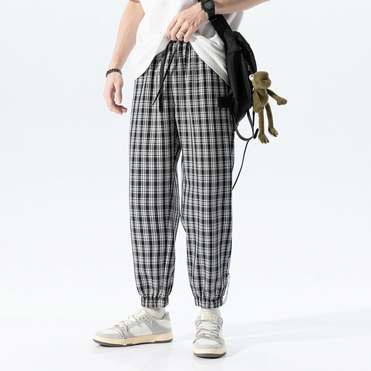 Black And White Plaid Pants Men And Women Hong Kong Style Japanese Checkered