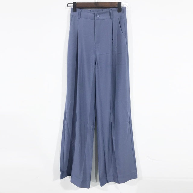 Autumn Wide Leg Pants Women Elastic Waist Pants El