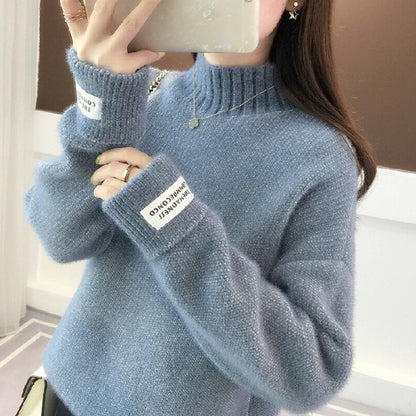 Mock Neck Sweater Women's Knitted Bottoming Shirt