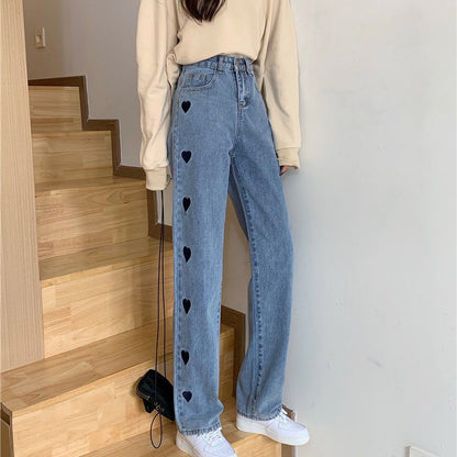 Denim Wide Leg Pants For Women Looking Slimmer In Autumn