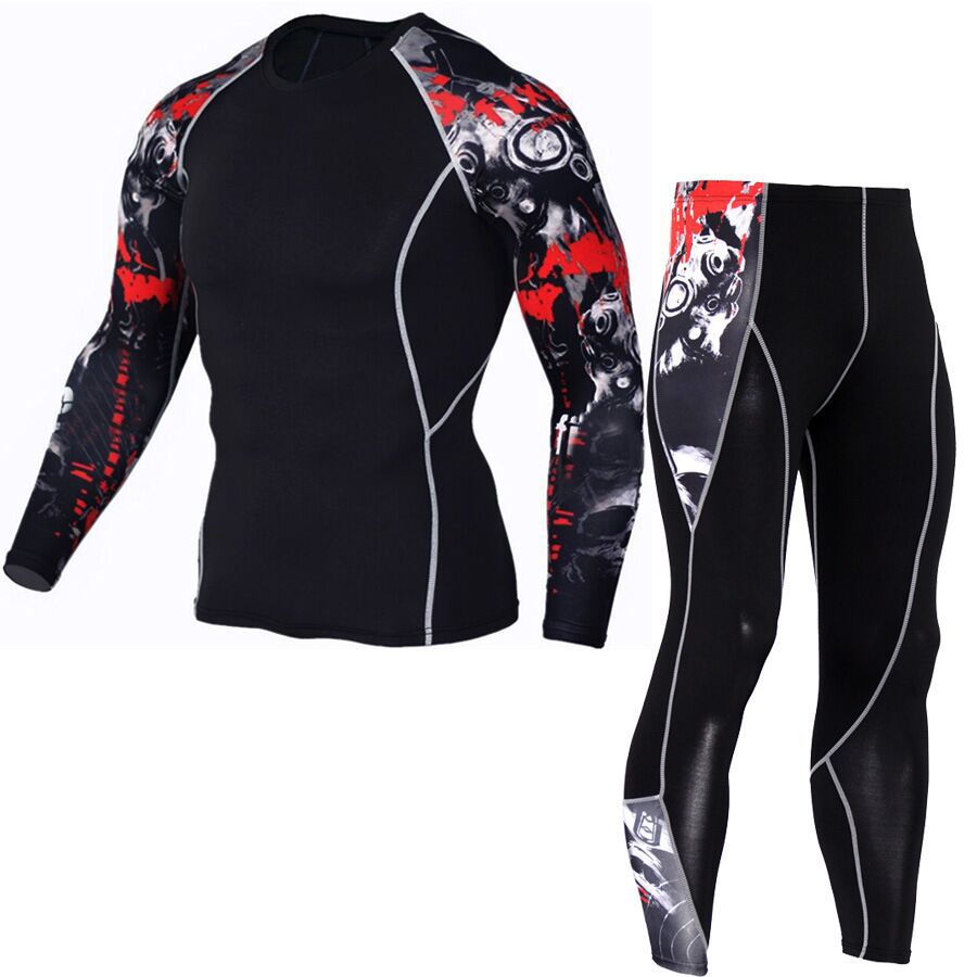 Printed long sleeve gym suit