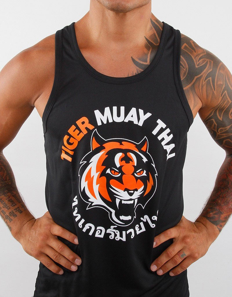 Thai Tiger Boxing Gym Chaleco negro y naranja