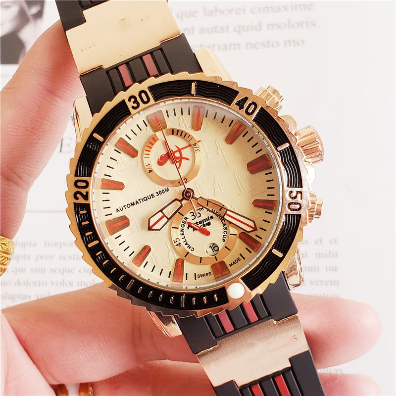 Reloj Atenas con cinta de cuarzo y 5 agujas para hombre