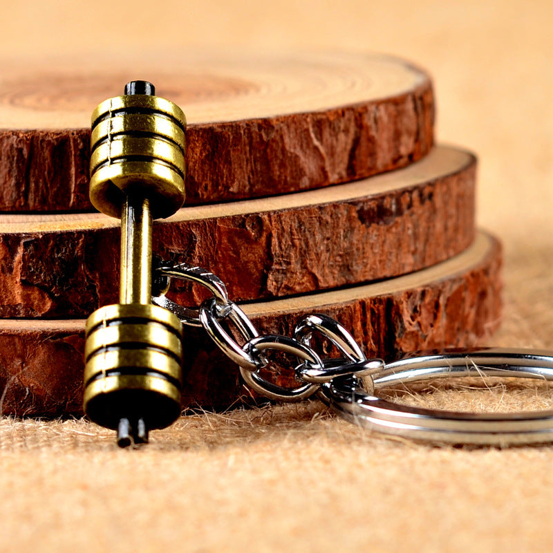 Directo de fábrica, barra grande, mancuerna grande, aleación de zinc, llavero verde, joyería deportiva para fitness, colgante para coche