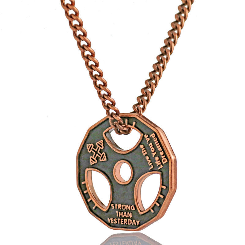 Sports Barbell Necklace Men's Tide Brand Pendant